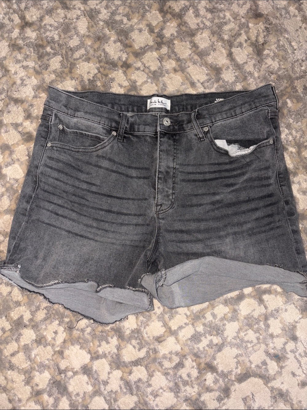 Nicole Miller Black Washed Denim Cutoff Shorts
